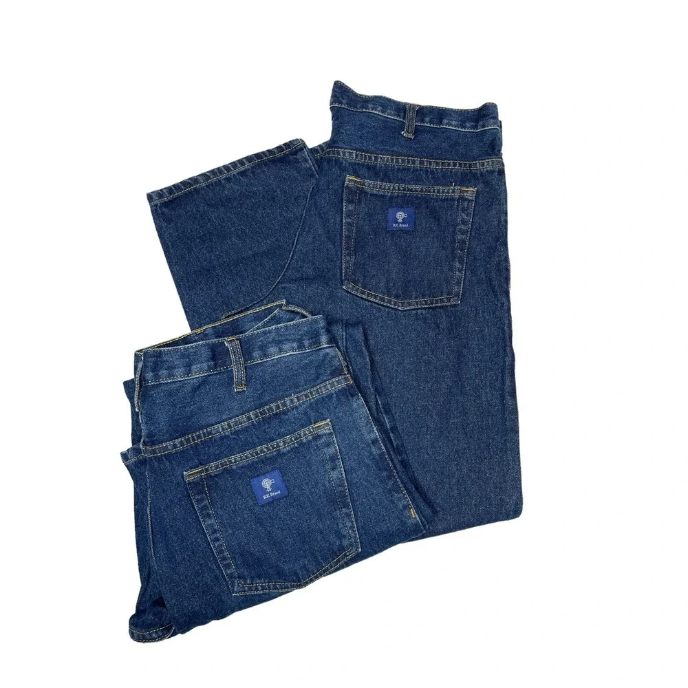 (2) RK Brand Jeans Mens 36x32 Blue Workwear‎ Camping Hiking Rugged Five Pocket